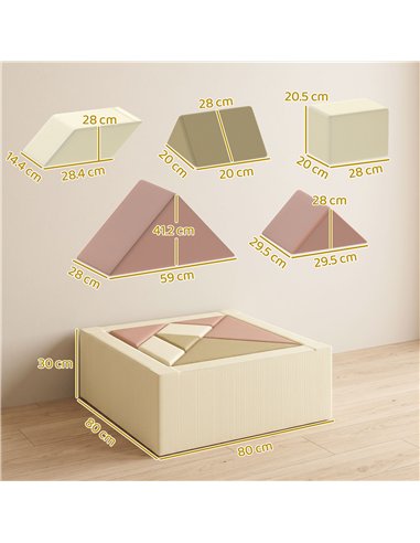 AIYAPLAY Soft Play 9 Piece Foam Climbing Blocks Soft Play Set with Tangram Play, Removable Cover for Kids Room, Ages 3-6 Years