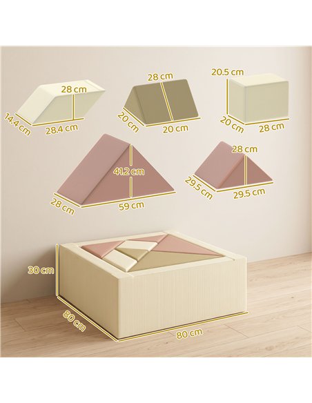 AIYAPLAY Soft Play 9 Piece Foam Climbing Blocks Soft Play Set with Tangram Play, Removable Cover for Kids Room, Ages 3-6 Years - pic 212283 | FastDaddyshop