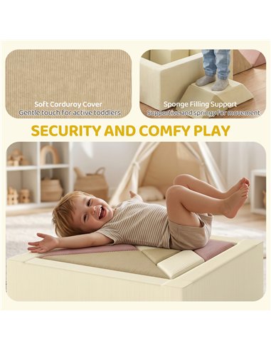 AIYAPLAY Soft Play 9 Piece Foam Climbing Blocks Soft Play Set with Tangram Play, Removable Cover for Kids Room, Ages 3-6 Years