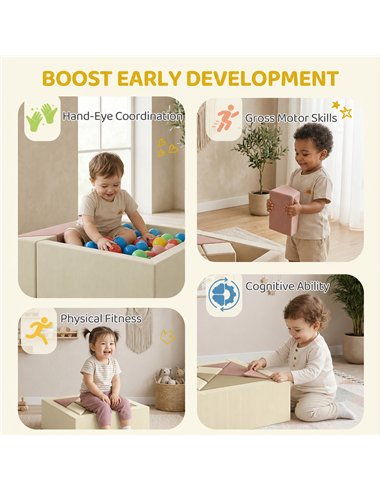 AIYAPLAY Soft Play 9 Piece Foam Climbing Blocks Soft Play Set with Tangram Play, Removable Cover for Kids Room, Ages 3-6 Years