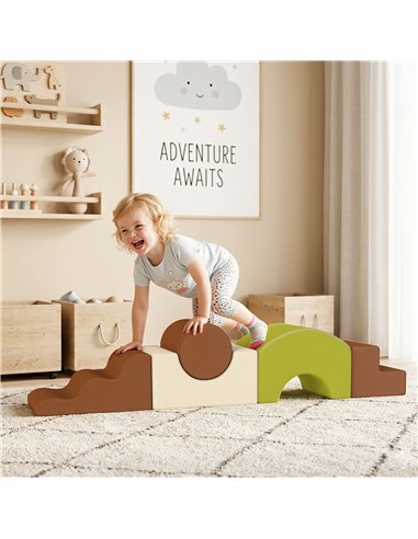 AIYAPLAY Toddlers Climbing Toys, 5-Piece Foam Climbing Blocks with Non-Slip Bottom, Washable Cover for Crawling or Building