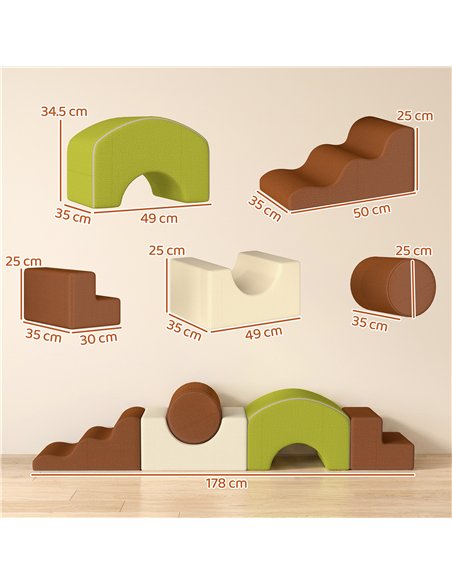 AIYAPLAY Toddlers Climbing Toys, 5-Piece Foam Climbing Blocks with Non-Slip Bottom, Washable Cover for Crawling or Building - pic 212292 | FastDaddyshop