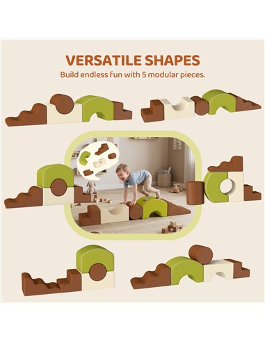 AIYAPLAY Toddlers Climbing Toys, 5-Piece Foam Climbing Blocks with Non-Slip Bottom, Washable Cover for Crawling or Building