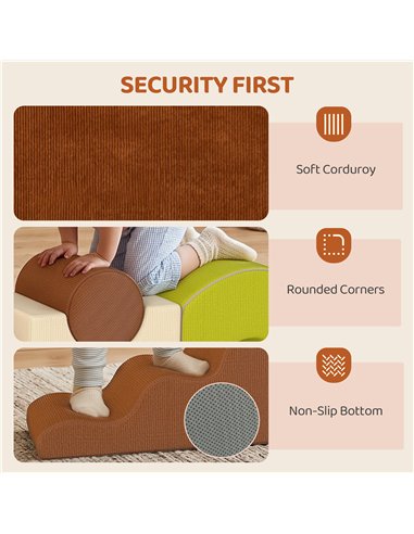 AIYAPLAY Toddlers Climbing Toys, 5-Piece Foam Climbing Blocks with Non-Slip Bottom, Washable Cover for Crawling or Building