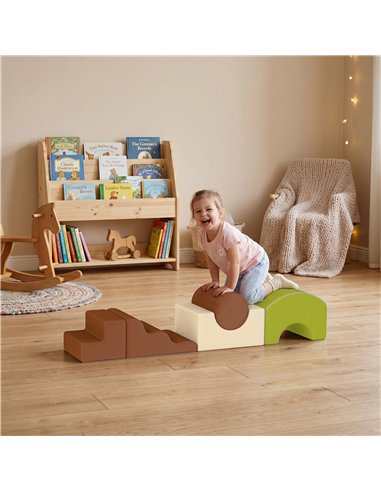 AIYAPLAY Toddlers Climbing Toys, 5-Piece Foam Climbing Blocks with Non-Slip Bottom, Washable Cover for Crawling or Building