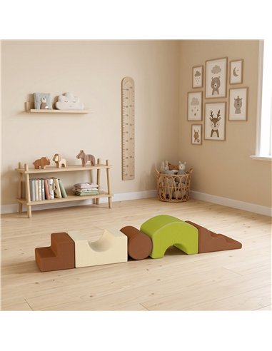 AIYAPLAY Toddlers Climbing Toys, 5-Piece Foam Climbing Blocks with Non-Slip Bottom, Washable Cover for Crawling or Building