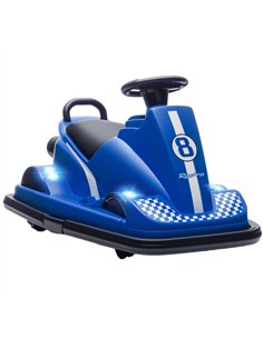 AIYAPLAY Kids Bumper Car, 360° Rotation Spin Electric Waltzer Car with LED Lights, Music for Ages 3-8 Years Old, Blue
