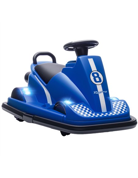 AIYAPLAY Kids Bumper Car, 360° Rotation Spin Electric Waltzer Car with LED Lights, Music for Ages 3-8 Years Old, Blue - pic 212299 | FastDaddyshop