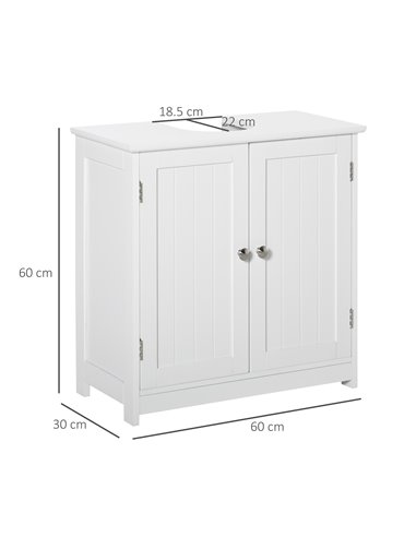 Kleankin Under-Sink Storage Cabinet with Adjustable Shelf, Drain Hole, White
