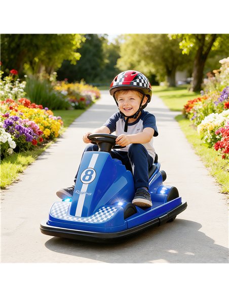 AIYAPLAY Kids Bumper Car, 360° Rotation Spin Electric Waltzer Car with LED Lights, Music for Ages 3-8 Years Old, Blue - pic 212300 | FastDaddyshop