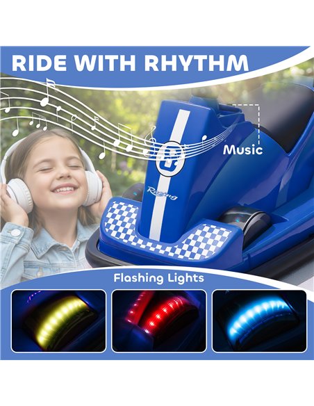 AIYAPLAY Kids Bumper Car, 360° Rotation Spin Electric Waltzer Car with LED Lights, Music for Ages 3-8 Years Old, Blue - pic 212306 | FastDaddyshop