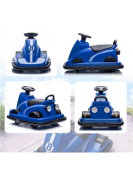 AIYAPLAY Kids Bumper Car, 360° Rotation Spin Electric Waltzer Car with LED Lights, Music for Ages 3-8 Years Old, Blue - pic 212307 | FastDaddyshop