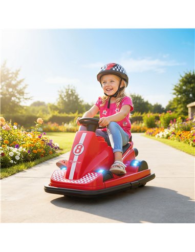 AIYAPLAY Kids Bumper Car, 360° Rotation Spin Electric Walzer Car with LED Lights, Music for Ages 3-8 Years Old, Red