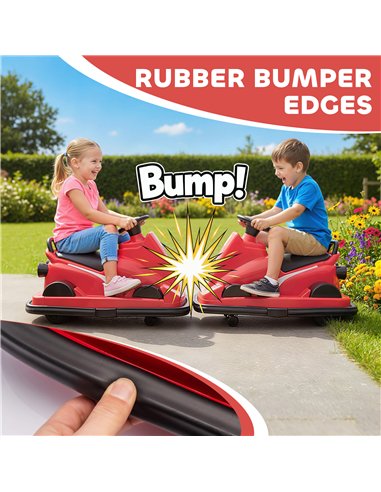 AIYAPLAY Kids Bumper Car, 360° Rotation Spin Electric Walzer Car with LED Lights, Music for Ages 3-8 Years Old, Red