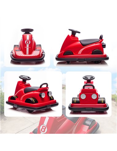 AIYAPLAY Kids Bumper Car, 360° Rotation Spin Electric Walzer Car with LED Lights, Music for Ages 3-8 Years Old, Red