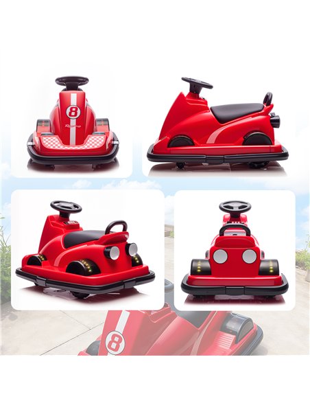AIYAPLAY Kids Bumper Car, 360° Rotation Spin Electric Walzer Car with LED Lights, Music for Ages 3-8 Years Old, Red - pic 212316 | FastDaddyshop