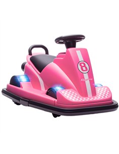 AIYAPLAY Kids Bumper Car, 360° Rotation Spin Electric Waltzer Car with LED Lights, Music for Ages 3-8 Years Old, Pink