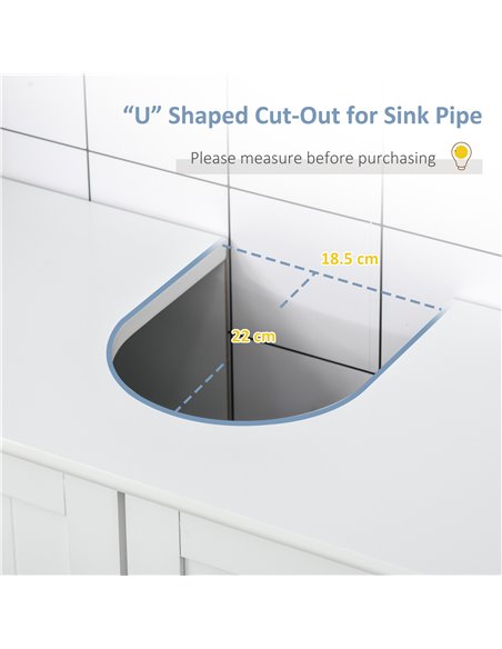 Kleankin Under-Sink Storage Cabinet with Adjustable Shelf, Drain Hole, White - pic 21232 | FastDaddyshop