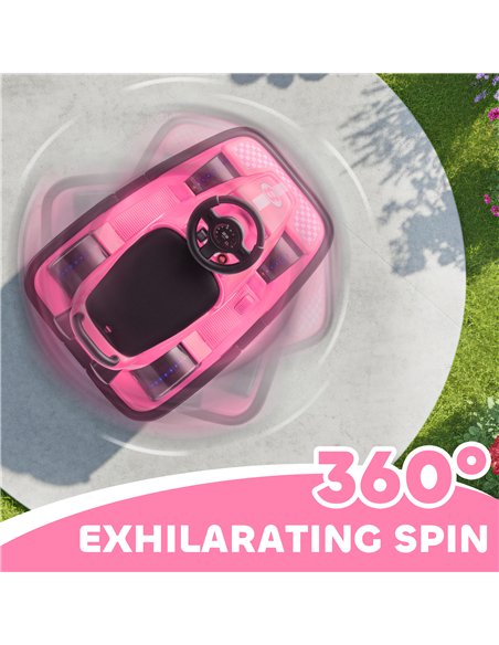 AIYAPLAY Kids Bumper Car, 360° Rotation Spin Electric Waltzer Car with LED Lights, Music for Ages 3-8 Years Old, Pink - pic 212321 | FastDaddyshop