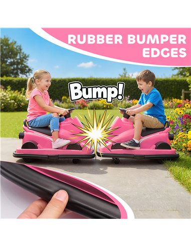 AIYAPLAY Kids Bumper Car, 360° Rotation Spin Electric Waltzer Car with LED Lights, Music for Ages 3-8 Years Old, Pink