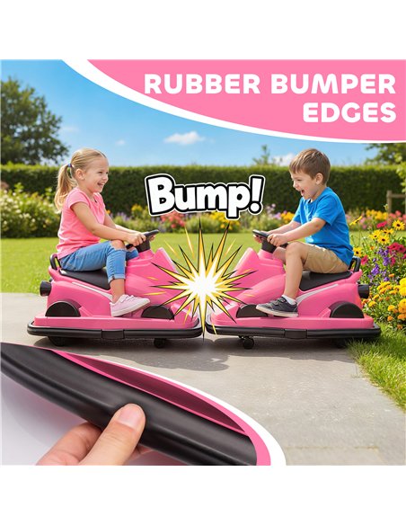 AIYAPLAY Kids Bumper Car, 360° Rotation Spin Electric Waltzer Car with LED Lights, Music for Ages 3-8 Years Old, Pink - pic 212322 | FastDaddyshop