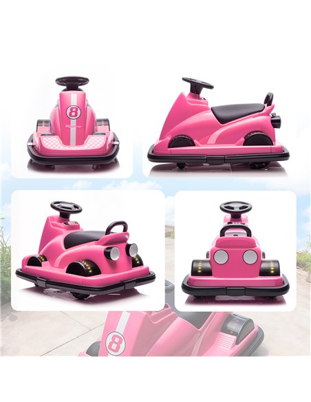 AIYAPLAY Kids Bumper Car, 360° Rotation Spin Electric Waltzer Car with LED Lights, Music for Ages 3-8 Years Old, Pink - pic 212325 | FastDaddyshop
