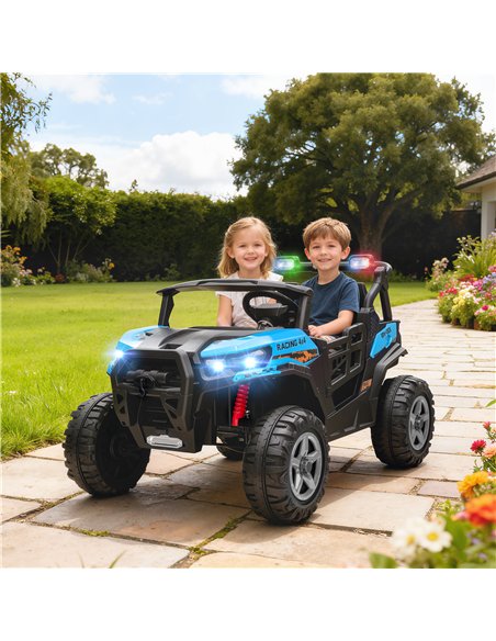 AIYAPLAY 24V Electric Ride on Car, 2-Seater Electric Car for Kids with Remote, Bluetooth, Soft Start, Suspension Spring, Blue - pic 212327 | FastDaddyshop