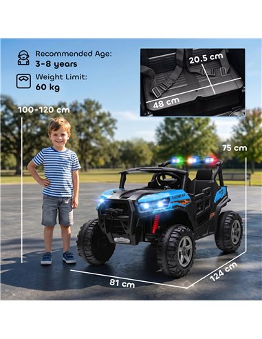 AIYAPLAY 24V Electric Ride on Car, 2-Seater Electric Car for Kids with Remote, Bluetooth, Soft Start, Suspension Spring, Blue