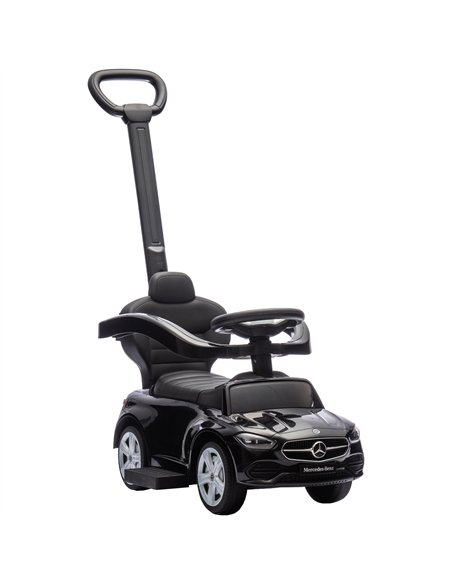 AIYAPLAY 2 in 1 Baby Ride on Push Car Mercedes-Benz C-Class Licensed Walker Foot to Floor Push-Along with Removable Handle, Blac - pic 212335 | FastDaddyshop