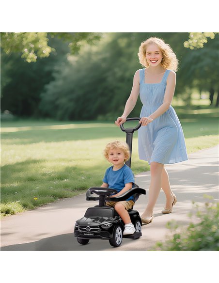 AIYAPLAY 2 in 1 Baby Ride on Push Car Mercedes-Benz C-Class Licensed Walker Foot to Floor Push-Along with Removable Handle, Blac - pic 212336 | FastDaddyshop