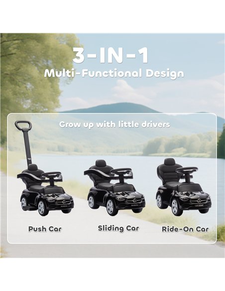 AIYAPLAY 2 in 1 Baby Ride on Push Car Mercedes-Benz C-Class Licensed Walker Foot to Floor Push-Along with Removable Handle, Blac - pic 212338 | FastDaddyshop