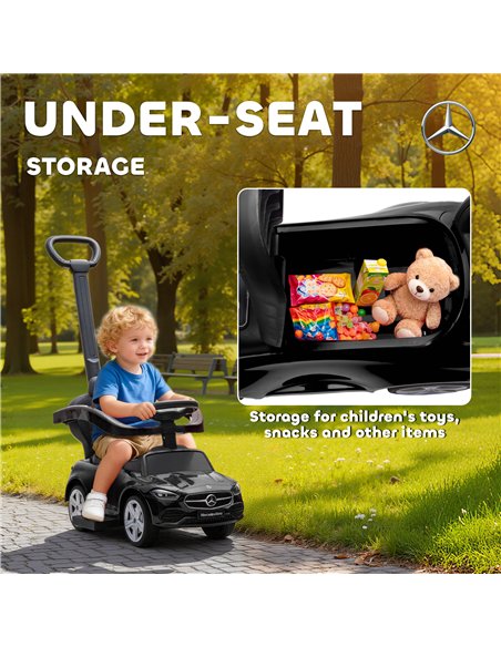 AIYAPLAY 2 in 1 Baby Ride on Push Car Mercedes-Benz C-Class Licensed Walker Foot to Floor Push-Along with Removable Handle, Blac - pic 212340 | FastDaddyshop