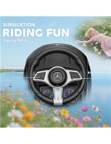 AIYAPLAY 2 in 1 Baby Ride on Push Car Mercedes-Benz C-Class Licensed Walker Foot to Floor Push-Along with Removable Handle, Blac
