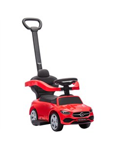 AIYAPLAY 2 in 1 Baby Ride on Push Car Mercedes-Benz C-Class Licensed Walker Foot to Floor Push-Along with Removable Handle, Red