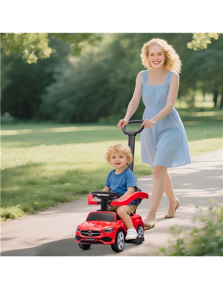 AIYAPLAY 2 in 1 Baby Ride on Push Car Mercedes-Benz C-Class Licensed Walker Foot to Floor Push-Along with Removable Handle, Red - pic 212345 | FastDaddyshop