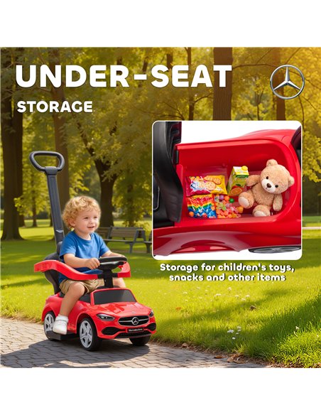 AIYAPLAY 2 in 1 Baby Ride on Push Car Mercedes-Benz C-Class Licensed Walker Foot to Floor Push-Along with Removable Handle, Red - pic 212349 | FastDaddyshop