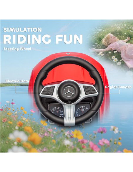AIYAPLAY 2 in 1 Baby Ride on Push Car Mercedes-Benz C-Class Licensed Walker Foot to Floor Push-Along with Removable Handle, Red - pic 212350 | FastDaddyshop