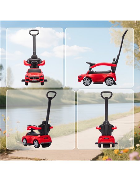 AIYAPLAY 2 in 1 Baby Ride on Push Car Mercedes-Benz C-Class Licensed Walker Foot to Floor Push-Along with Removable Handle, Red - pic 212351 | FastDaddyshop