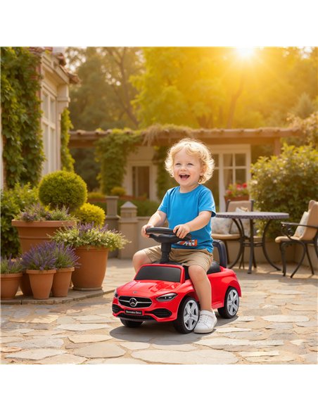 AIYAPLAY 2 in 1 Baby Ride on Push Car Mercedes-Benz C-Class Licensed Walker Foot to Floor Push-Along with Removable Handle, Red - pic 212352 | FastDaddyshop