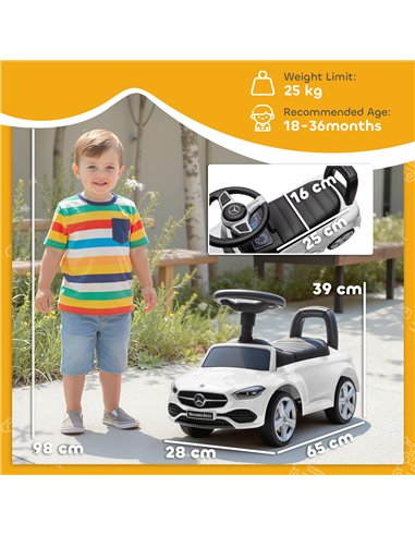 AIYAPLAY Official Mercedes-Benz Ride On Car, Foot to Floor Sliding Walker with Horn, Engine Sounds and Under-Seat Storage, White