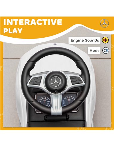 AIYAPLAY Official Mercedes-Benz Ride On Car, Foot to Floor Sliding Walker with Horn, Engine Sounds and Under-Seat Storage, White