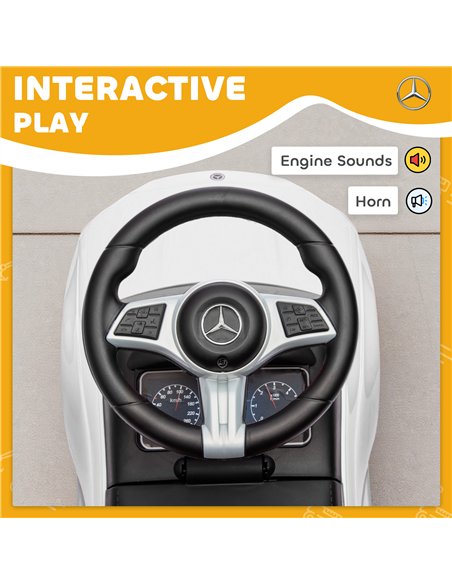 AIYAPLAY Official Mercedes-Benz Ride On Car, Foot to Floor Sliding Walker with Horn, Engine Sounds and Under-Seat Storage, White - pic 212358 | FastDaddyshop
