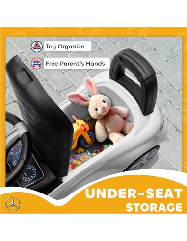 AIYAPLAY Official Mercedes-Benz Ride On Car, Foot to Floor Sliding Walker with Horn, Engine Sounds and Under-Seat Storage, White
