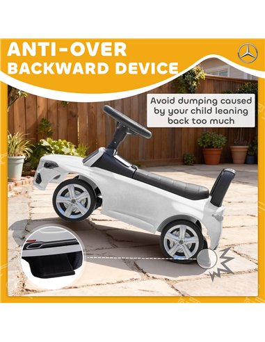 AIYAPLAY Official Mercedes-Benz Ride On Car, Foot to Floor Sliding Walker with Horn, Engine Sounds and Under-Seat Storage, White