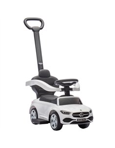 AIYAPLAY 2 in 1 Baby Ride on Push Car Mercedes-Benz C-Class Licensed Walker Foot to Floor Push-Along with Removable Handle, Whit