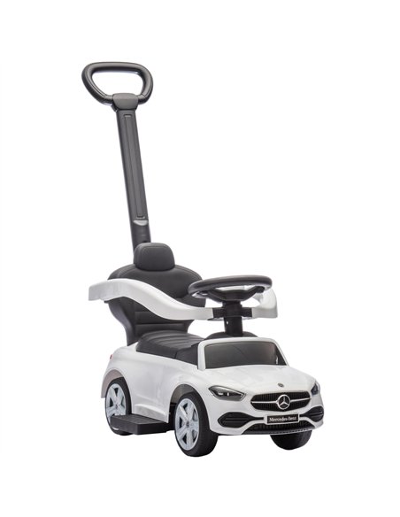 AIYAPLAY 2 in 1 Baby Ride on Push Car Mercedes-Benz C-Class Licensed Walker Foot to Floor Push-Along with Removable Handle, Whit - pic 212362 | FastDaddyshop