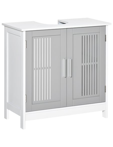 Kleankin Modern Under Sink Cabinet with 2 Doors, Adjustable Shelves, Grey - pic 21237 | FastDaddyshop