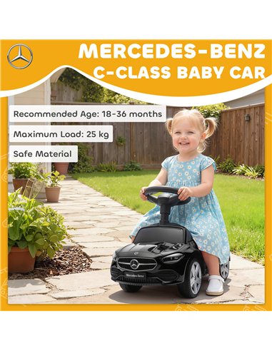 AIYAPLAY Official Mercedes-Benz Ride On Car, Foot to Floor Sliding Walker with Horn, Engine Sounds and Under-Seat Storage, Black