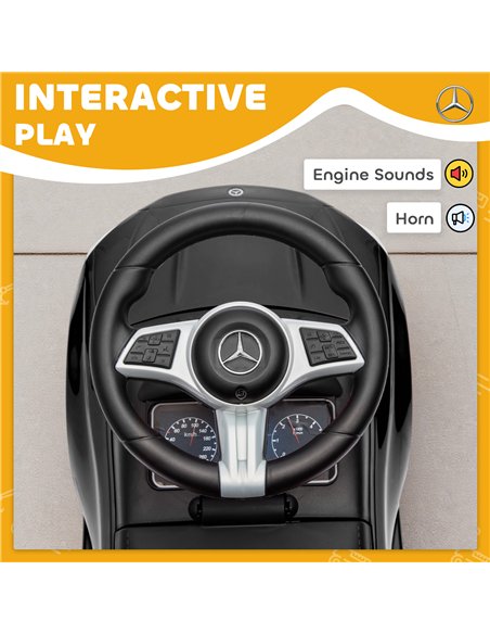 AIYAPLAY Official Mercedes-Benz Ride On Car, Foot to Floor Sliding Walker with Horn, Engine Sounds and Under-Seat Storage, Black - pic 212376 | FastDaddyshop