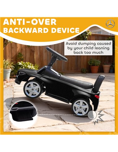 AIYAPLAY Official Mercedes-Benz Ride On Car, Foot to Floor Sliding Walker with Horn, Engine Sounds and Under-Seat Storage, Black